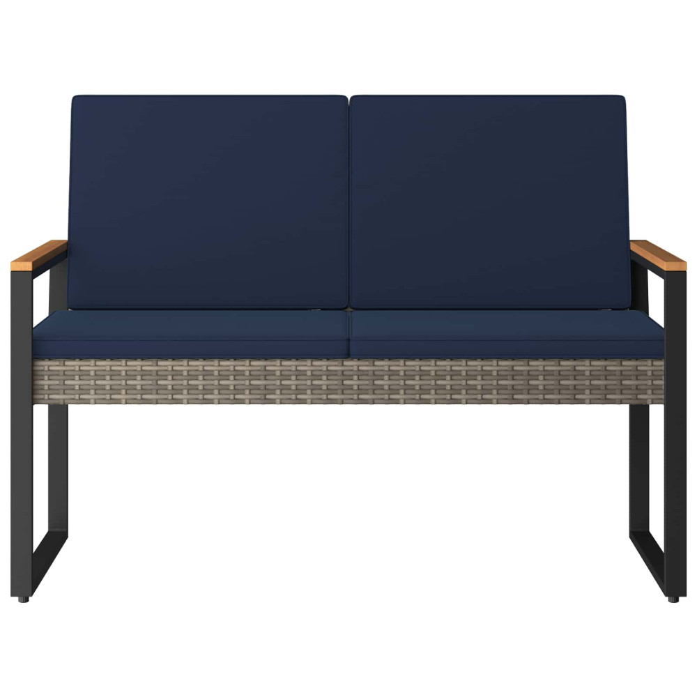 Produktbild för Utomhusbänk Grå och Marinblå 107 x 61 x 80 cm konstrotting