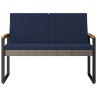 Produktbild för Utomhusbänk Grå och Marinblå 107 x 61 x 80 cm konstrotting