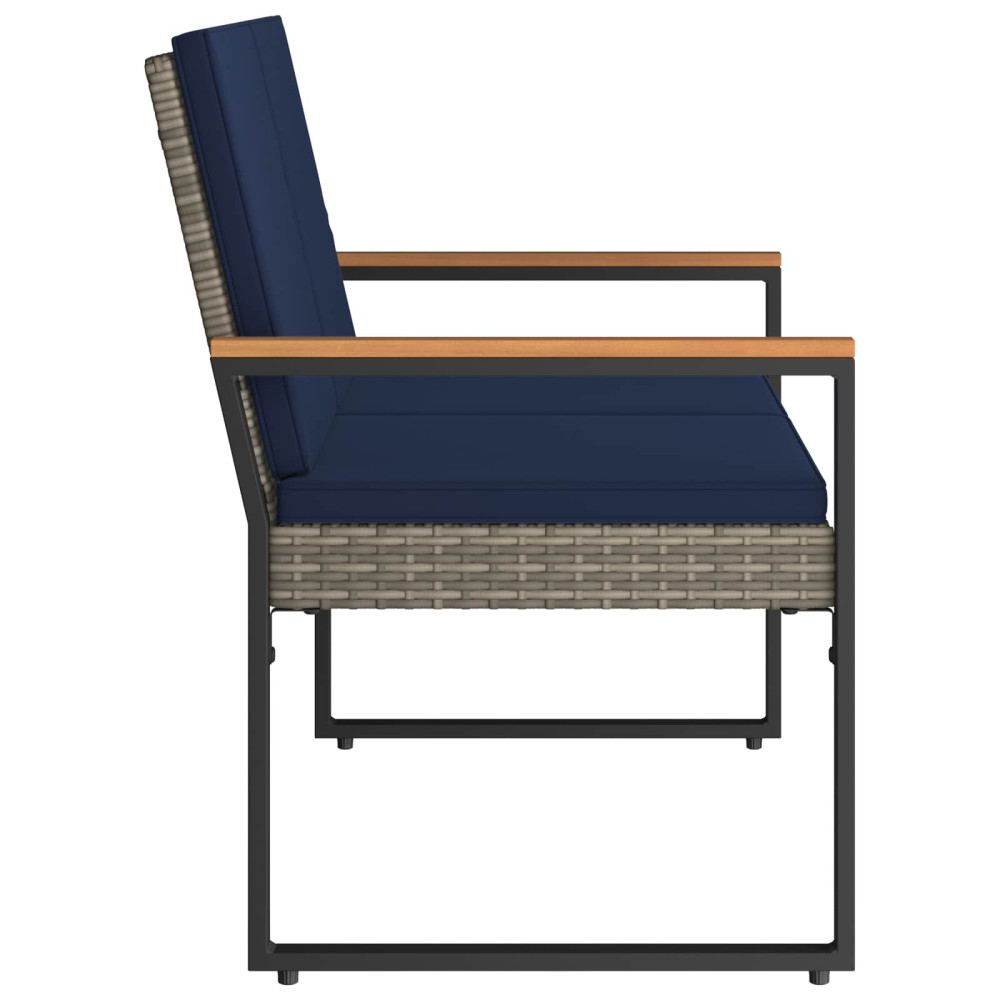 Produktbild för Utomhusbänk Grå och Marinblå 107 x 61 x 80 cm konstrotting