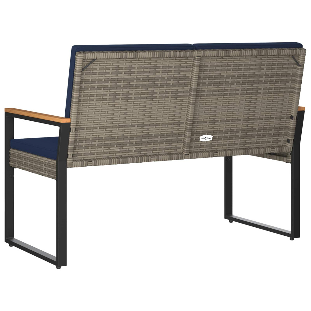 Produktbild för Utomhusbänk Grå och Marinblå 107 x 61 x 80 cm konstrotting