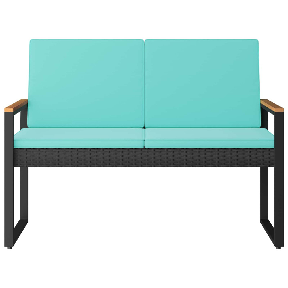 Produktbild för Utomhusbänk Svart och turkos 107 x 61 x 80 cm konstrotting