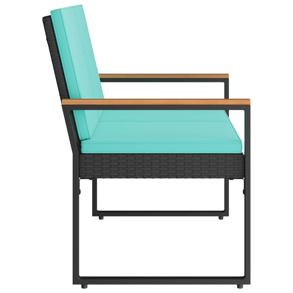 Produktbild för Utomhusbänk Svart och turkos 107 x 61 x 80 cm konstrotting
