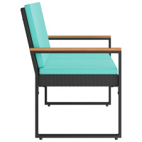 Produktbild för Utomhusbänk Svart och turkos 107 x 61 x 80 cm konstrotting