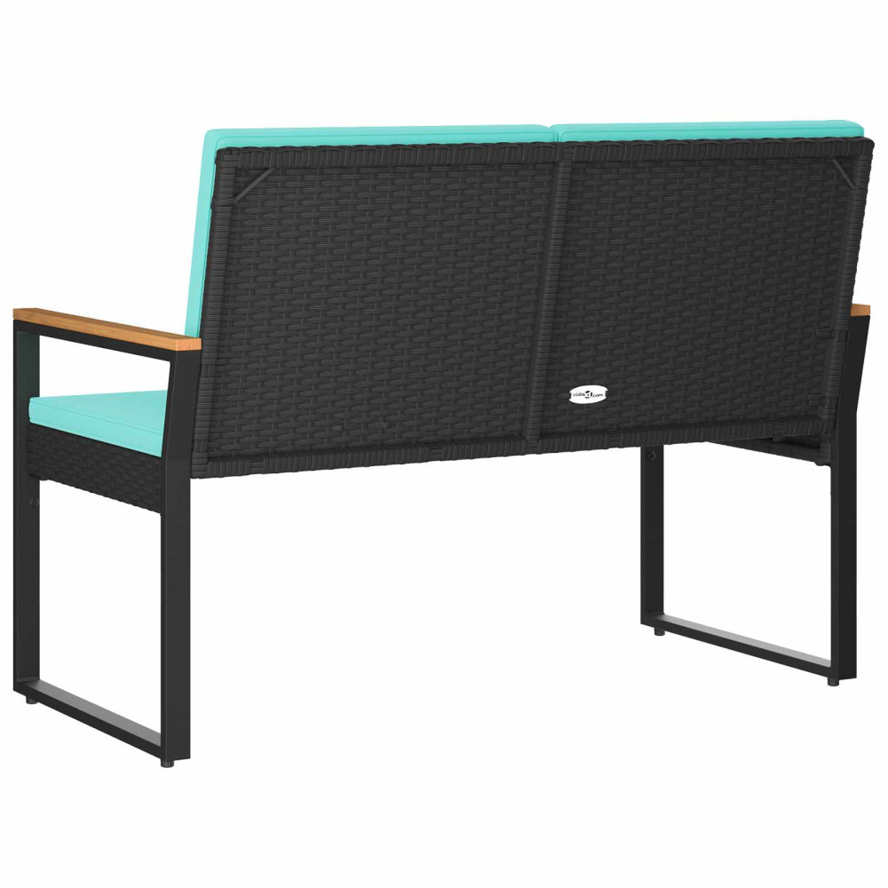 Produktbild för Utomhusbänk Svart och turkos 107 x 61 x 80 cm konstrotting
