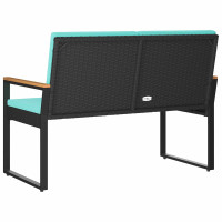 Produktbild för Utomhusbänk Svart och turkos 107 x 61 x 80 cm konstrotting
