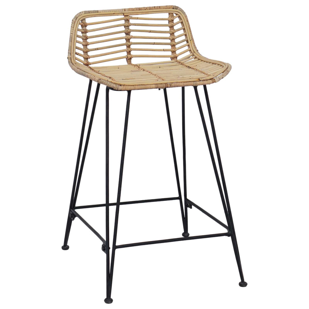 Produktbild för Barpall 2 pcs Naturlig 44 x 45 x 76 cm Rattan och Stål