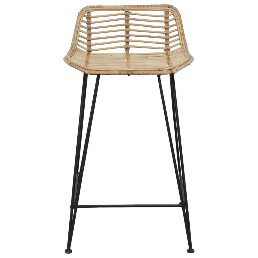 Produktbild för Barpall 2 pcs Naturlig 44 x 45 x 76 cm Rattan och Stål
