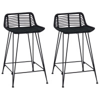 Produktbild för Barpall 2 pcs Svart 44 x 45 x 76 cm Rattan och Stål