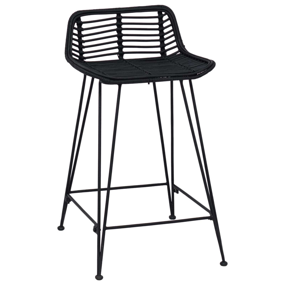 Produktbild för Barpall 2 pcs Svart 44 x 45 x 76 cm Rattan och Stål