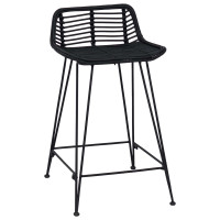 Produktbild för Barpall 2 pcs Svart 44 x 45 x 76 cm Rattan och Stål