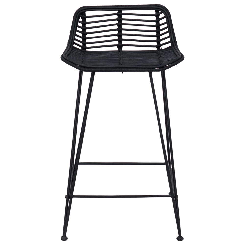 Produktbild för Barpall 2 pcs Svart 44 x 45 x 76 cm Rattan och Stål
