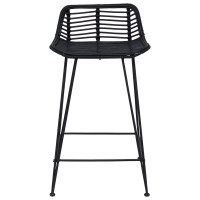Produktbild för Barpall 2 pcs Svart 44 x 45 x 76 cm Rattan och Stål