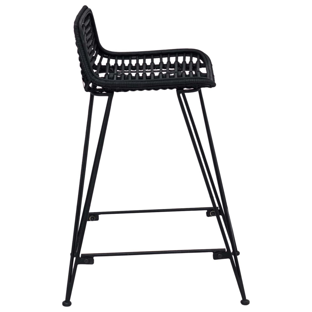 Produktbild för Barpall 2 pcs Svart 44 x 45 x 76 cm Rattan och Stål