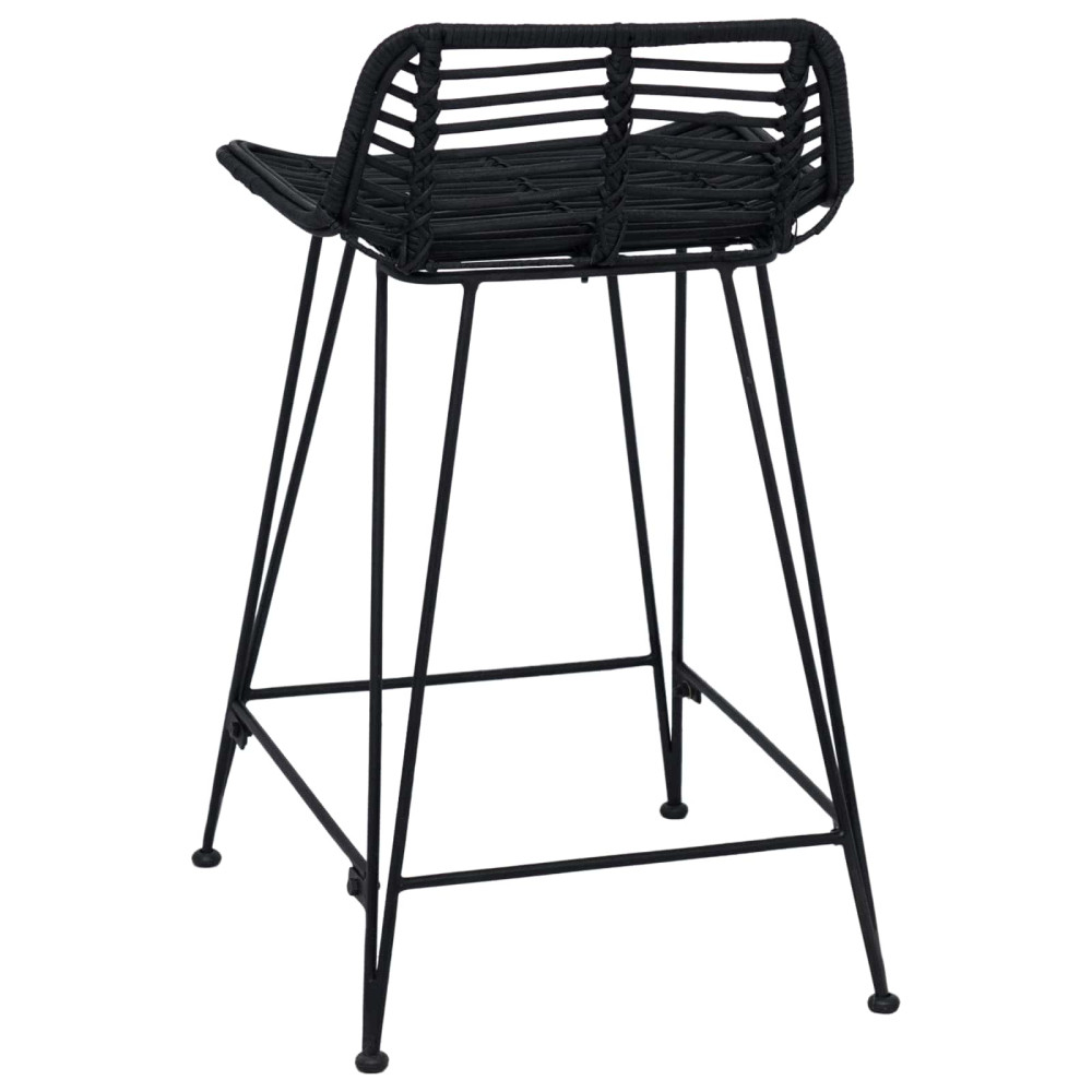 Produktbild för Barpall 2 pcs Svart 44 x 45 x 76 cm Rattan och Stål