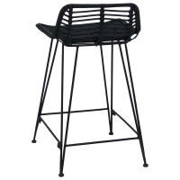 Produktbild för Barpall 2 pcs Svart 44 x 45 x 76 cm Rattan och Stål