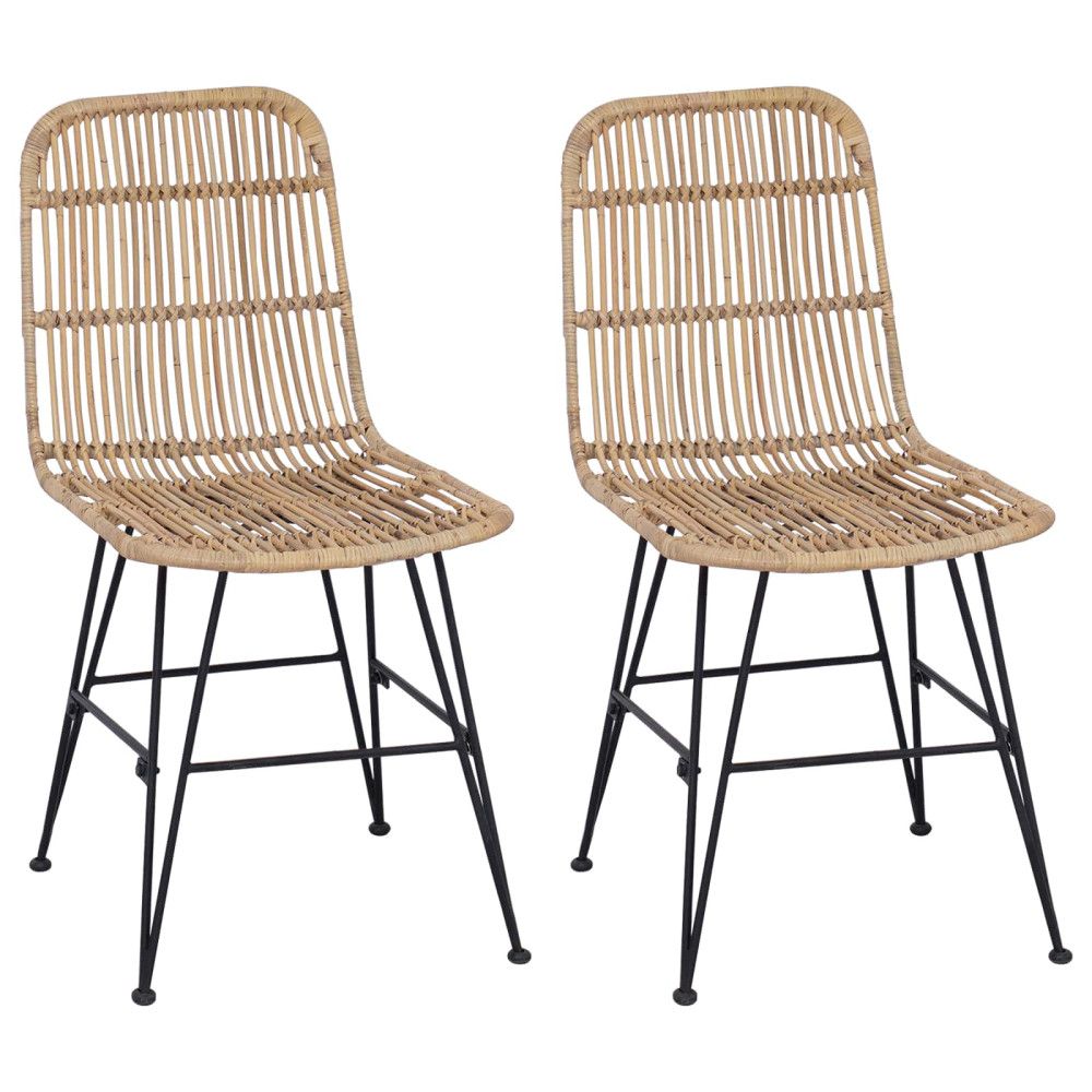 Produktbild för Matsalsstol 2 pcs Naturlig 41 x 55 x 85 cm Rattan och Stål