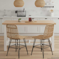 Produktbild för Matsalsstol 2 pcs Naturlig 41 x 55 x 85 cm Rattan och Stål