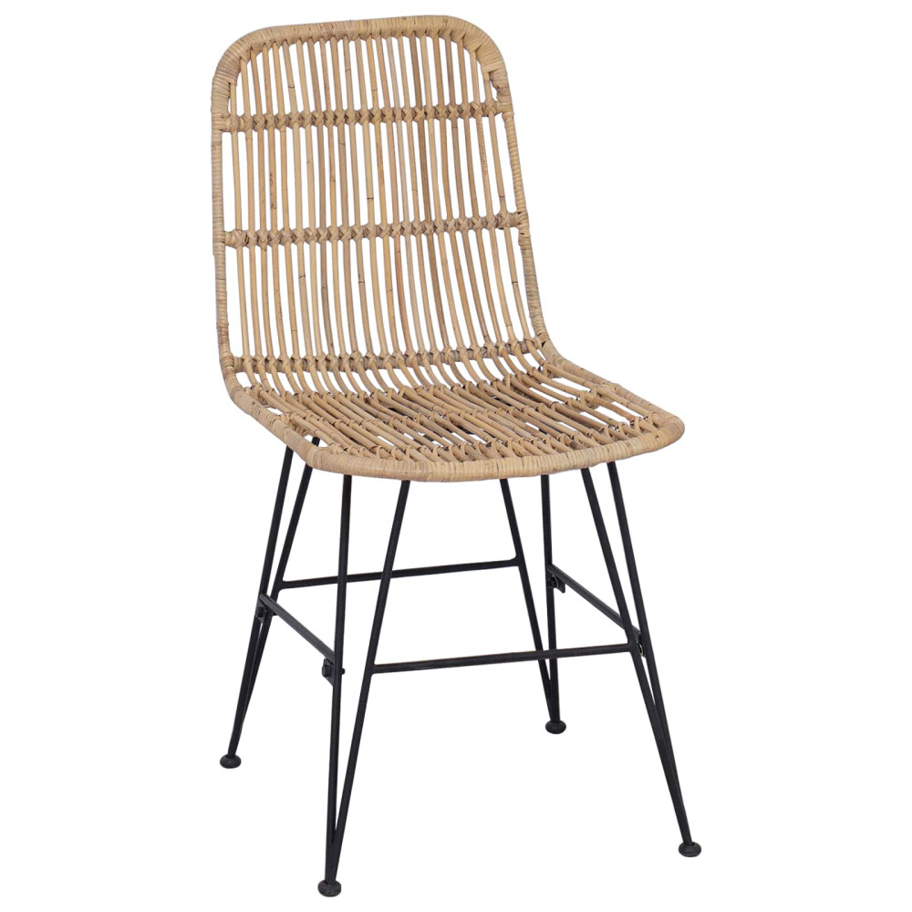 Produktbild för Matsalsstol 2 pcs Naturlig 41 x 55 x 85 cm Rattan och Stål