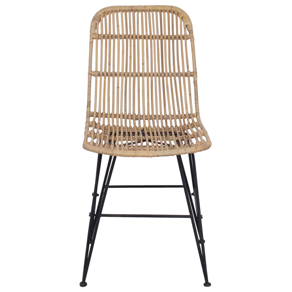 Produktbild för Matsalsstol 2 pcs Naturlig 41 x 55 x 85 cm Rattan och Stål