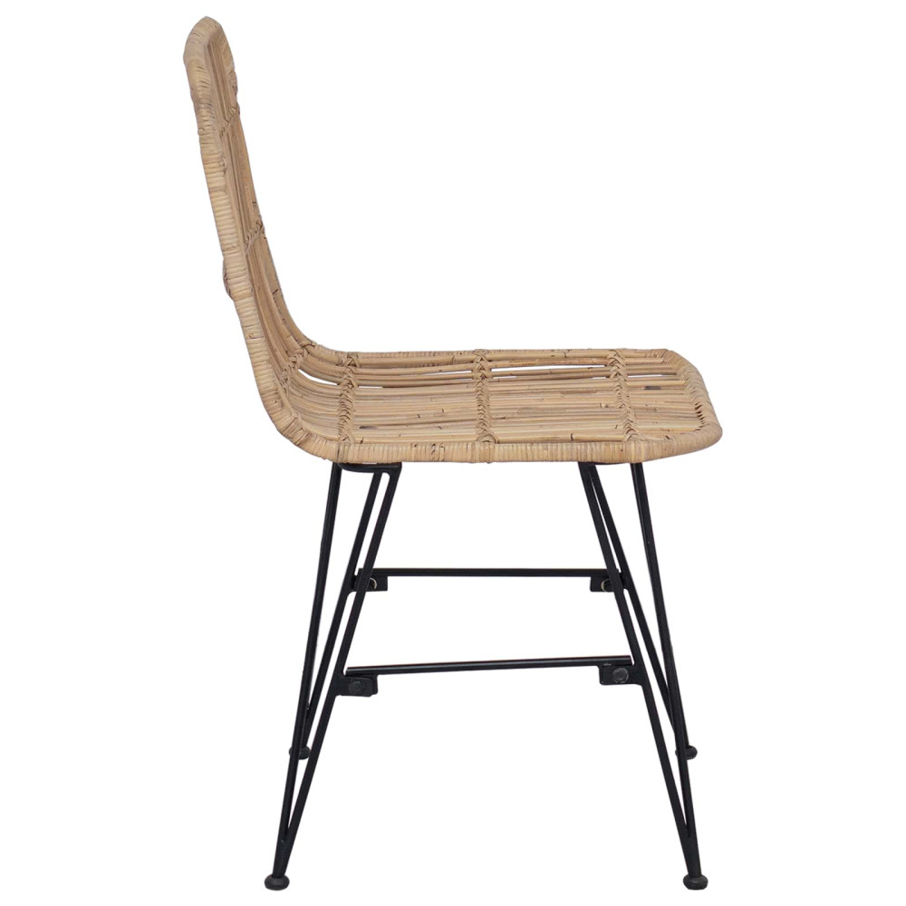 Produktbild för Matsalsstol 2 pcs Naturlig 41 x 55 x 85 cm Rattan och Stål