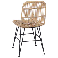 Produktbild för Matsalsstol 2 pcs Naturlig 41 x 55 x 85 cm Rattan och Stål