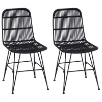 Produktbild för Matsalsstol 2 pcs Svart 41 x 55 x 85 cm Rattan och Stål