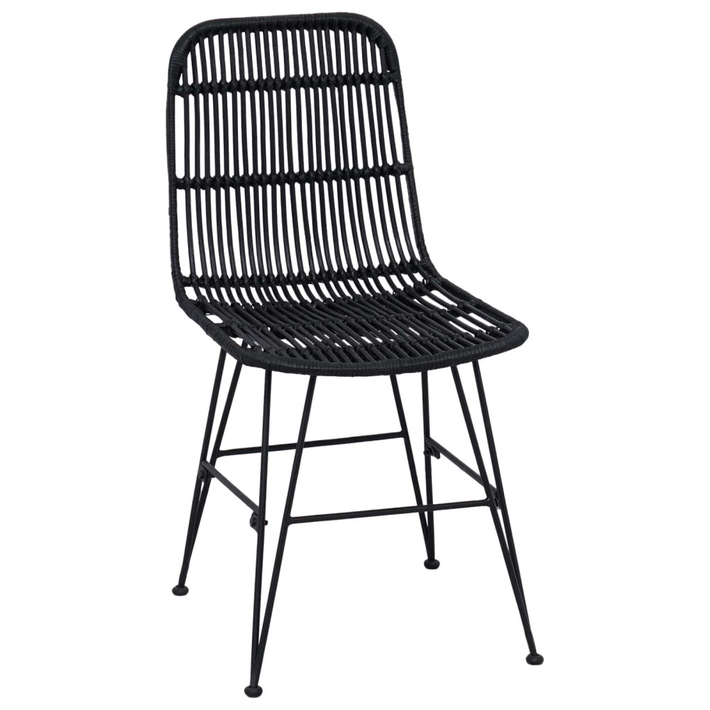 Produktbild för Matsalsstol 2 pcs Svart 41 x 55 x 85 cm Rattan och Stål