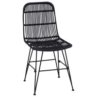 Produktbild för Matsalsstol 2 pcs Svart 41 x 55 x 85 cm Rattan och Stål