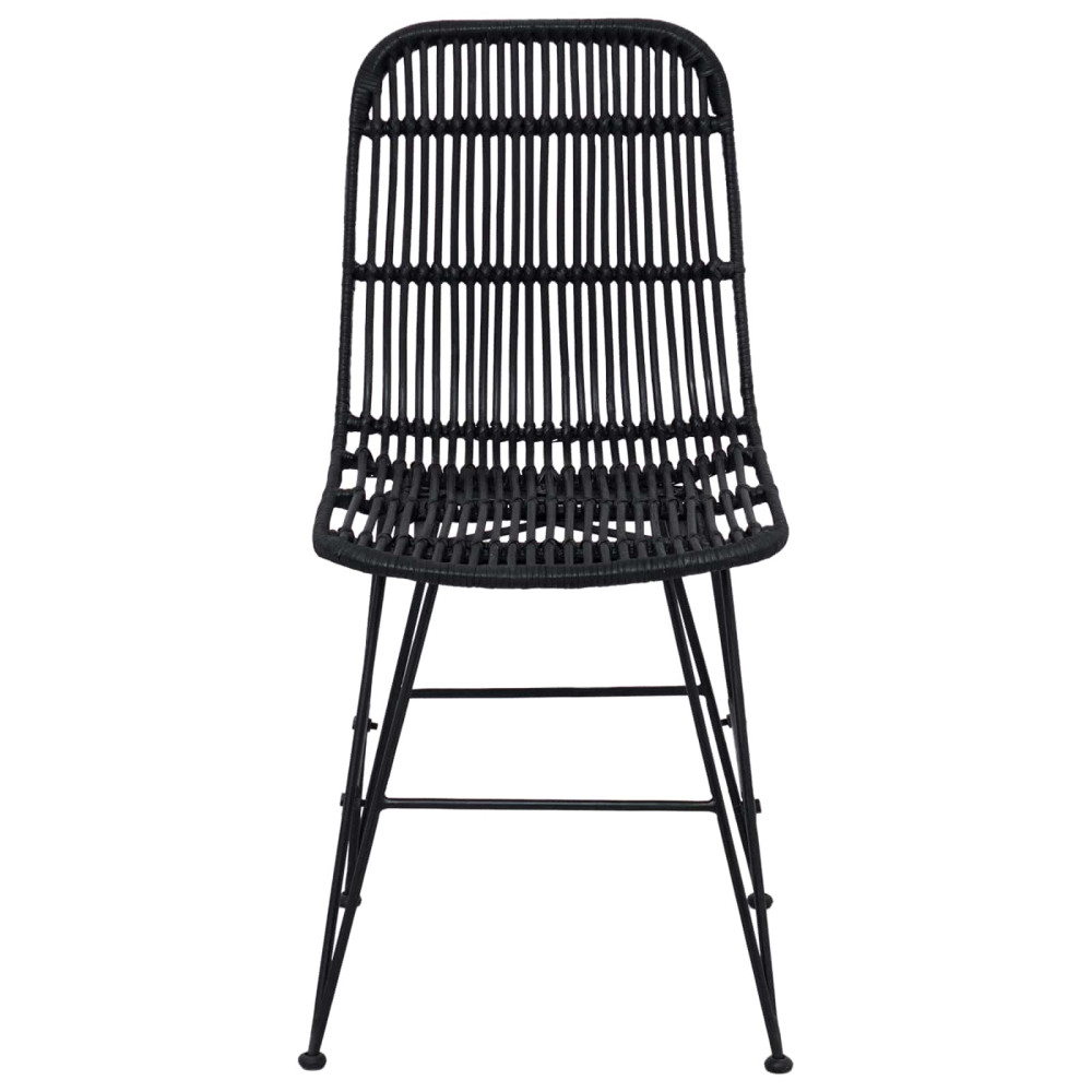 Produktbild för Matsalsstol 2 pcs Svart 41 x 55 x 85 cm Rattan och Stål