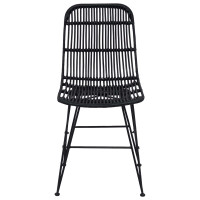 Produktbild för Matsalsstol 2 pcs Svart 41 x 55 x 85 cm Rattan och Stål