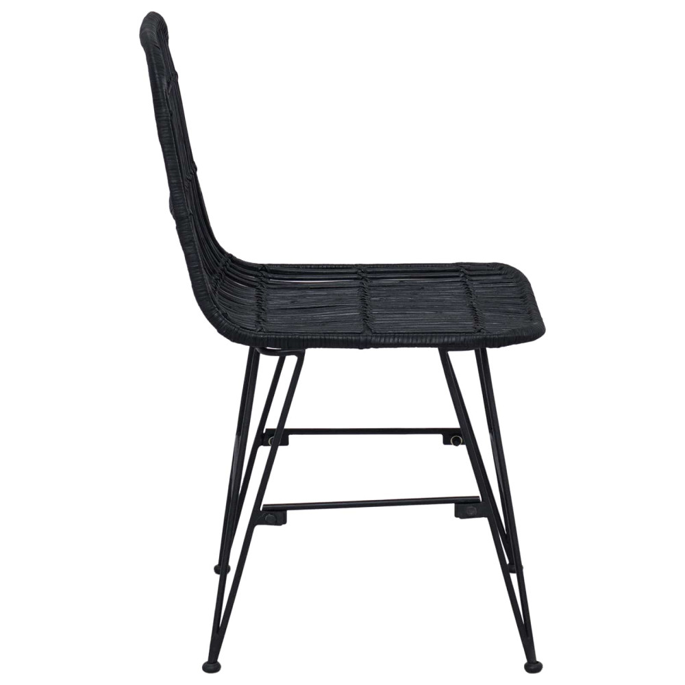 Produktbild för Matsalsstol 2 pcs Svart 41 x 55 x 85 cm Rattan och Stål