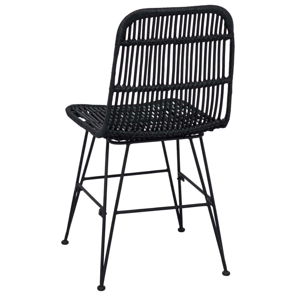 Produktbild för Matsalsstol 2 pcs Svart 41 x 55 x 85 cm Rattan och Stål