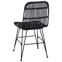 Produktbild för Matsalsstol 2 pcs Svart 41 x 55 x 85 cm Rattan och Stål