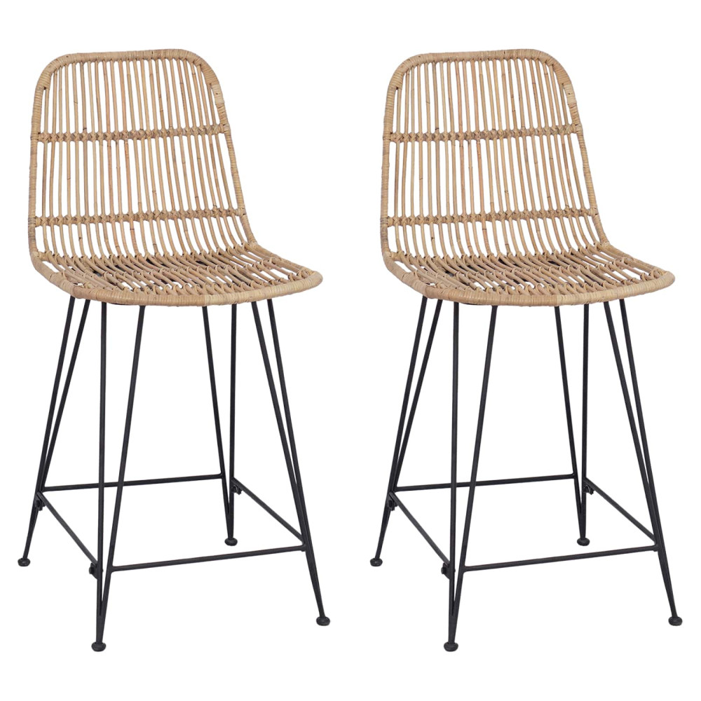 Produktbild för Barpall 2 pcs Naturlig 44 x 54 x 96 cm Rattan och Stål