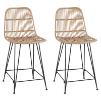 Produktbild för Barpall 2 pcs Naturlig 44 x 54 x 96 cm Rattan och Stål