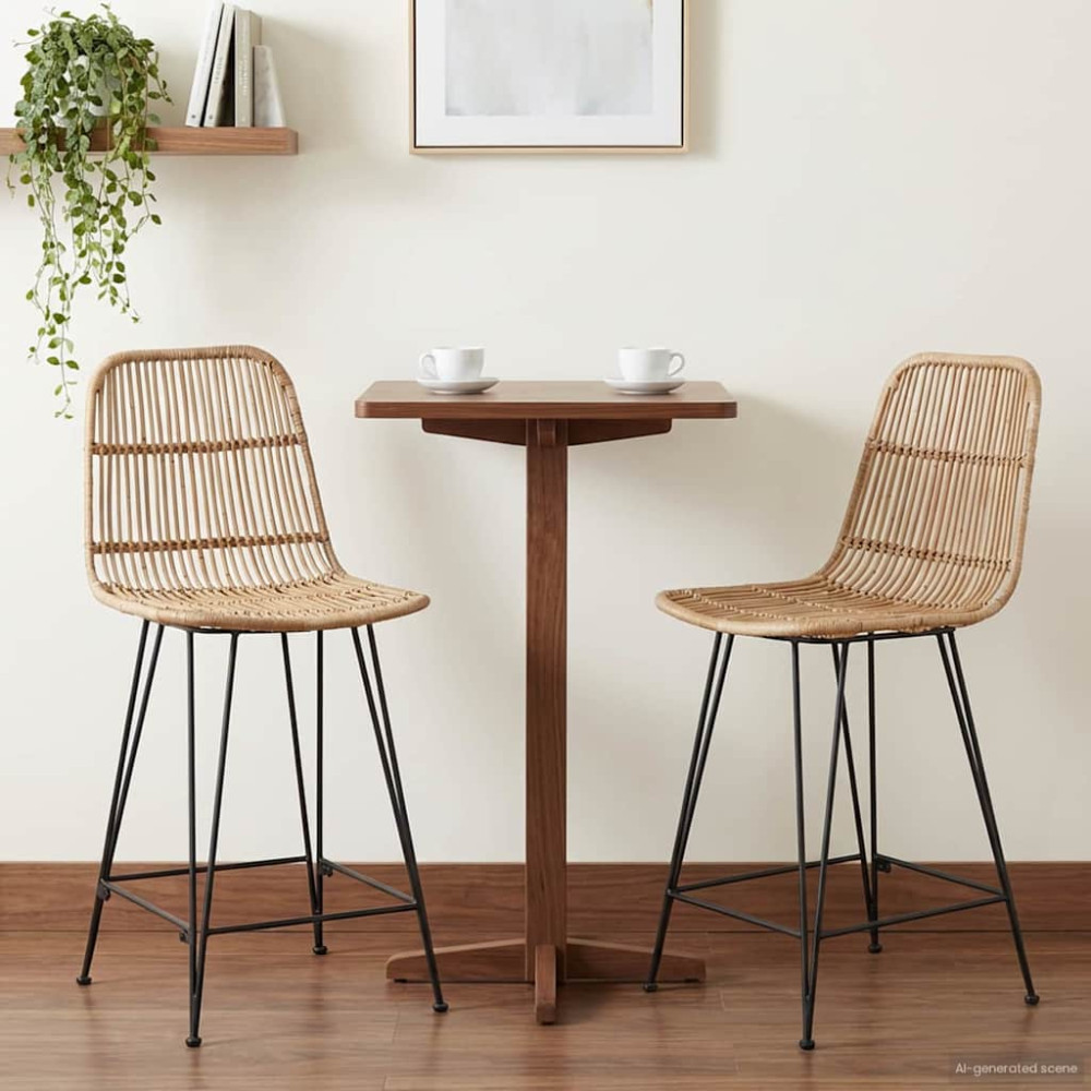 Produktbild för Barpall 2 pcs Naturlig 44 x 54 x 96 cm Rattan och Stål
