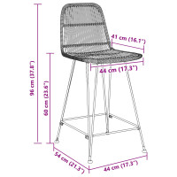 Produktbild för Barpall 2 pcs Naturlig 44 x 54 x 96 cm Rattan och Stål