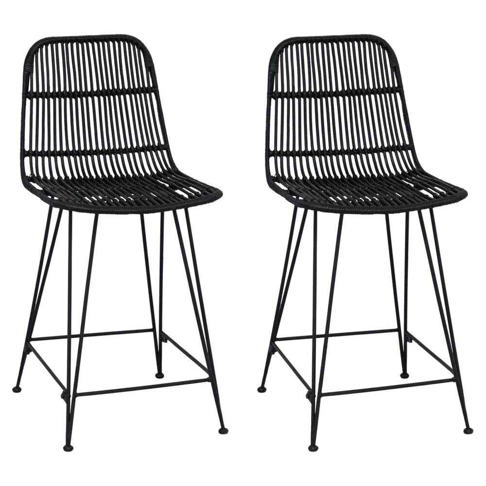 Produktbild för Barpall 2 pcs Svart 44 x 54 x 96 cm Rattan och Stål