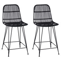 Produktbild för Barpall 2 pcs Svart 44 x 54 x 96 cm Rattan och Stål