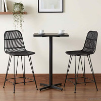 Produktbild för Barpall 2 pcs Svart 44 x 54 x 96 cm Rattan och Stål