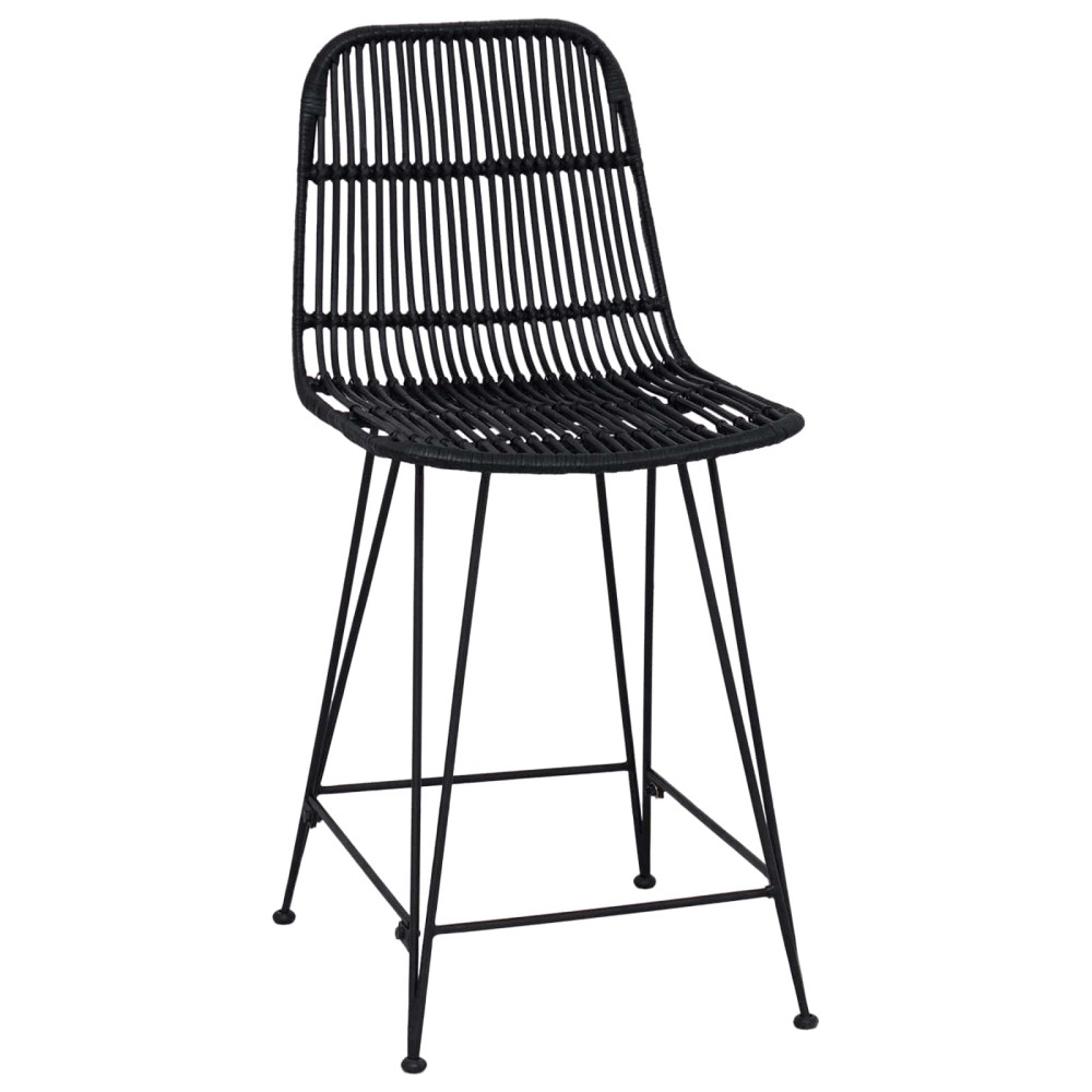 Produktbild för Barpall 2 pcs Svart 44 x 54 x 96 cm Rattan och Stål