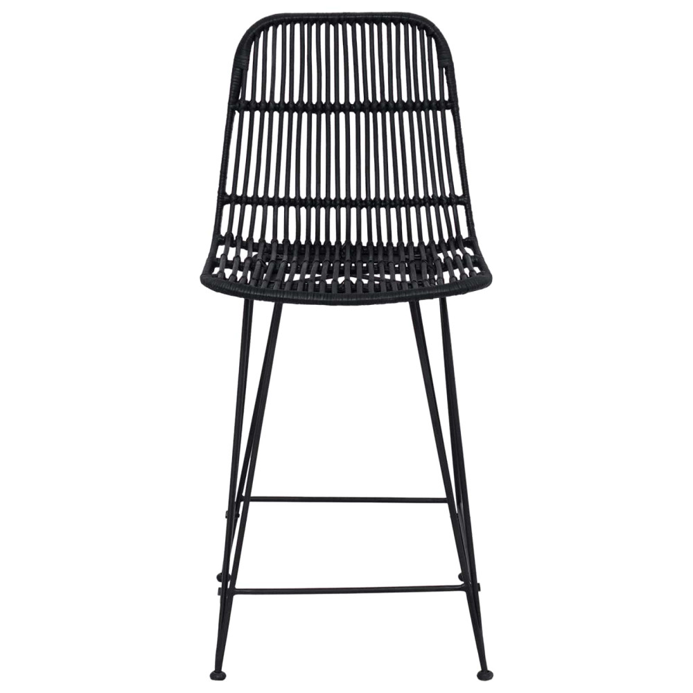 Produktbild för Barpall 2 pcs Svart 44 x 54 x 96 cm Rattan och Stål