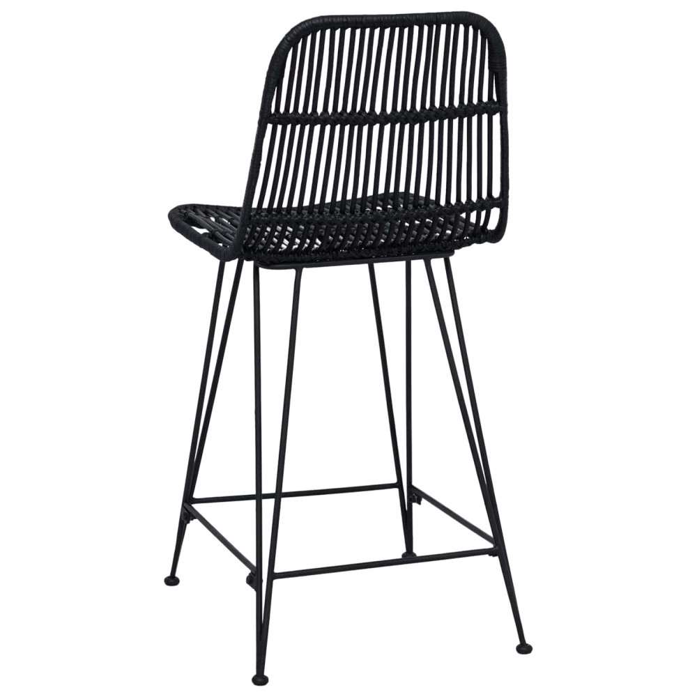 Produktbild för Barpall 2 pcs Svart 44 x 54 x 96 cm Rattan och Stål