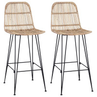Produktbild för Barpall 2 pcs Naturlig 44 x 55 x 109 cm Rattan och Stål