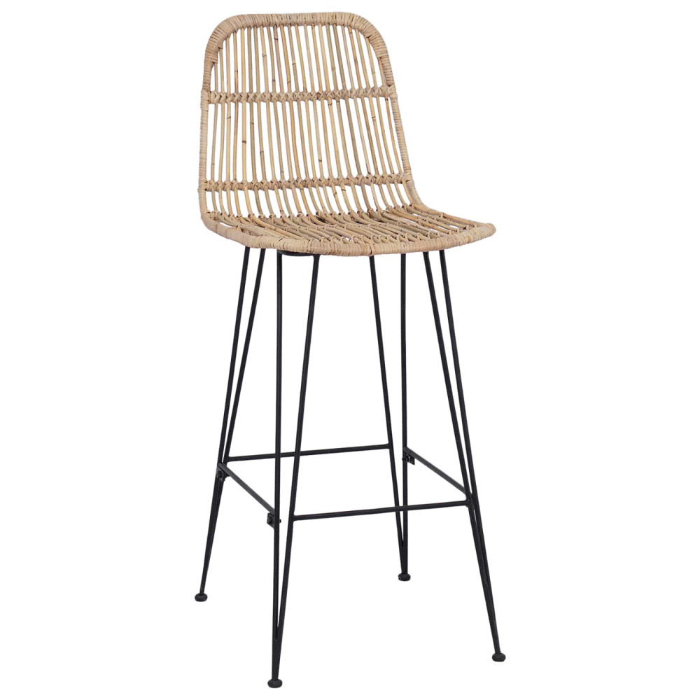 Produktbild för Barpall 2 pcs Naturlig 44 x 55 x 109 cm Rattan och Stål