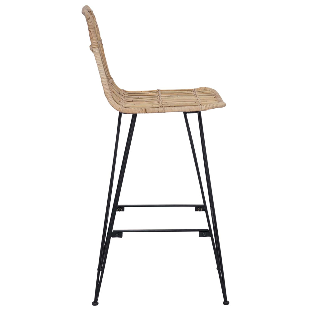 Produktbild för Barpall 2 pcs Naturlig 44 x 55 x 109 cm Rattan och Stål