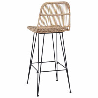 Produktbild för Barpall 2 pcs Naturlig 44 x 55 x 109 cm Rattan och Stål