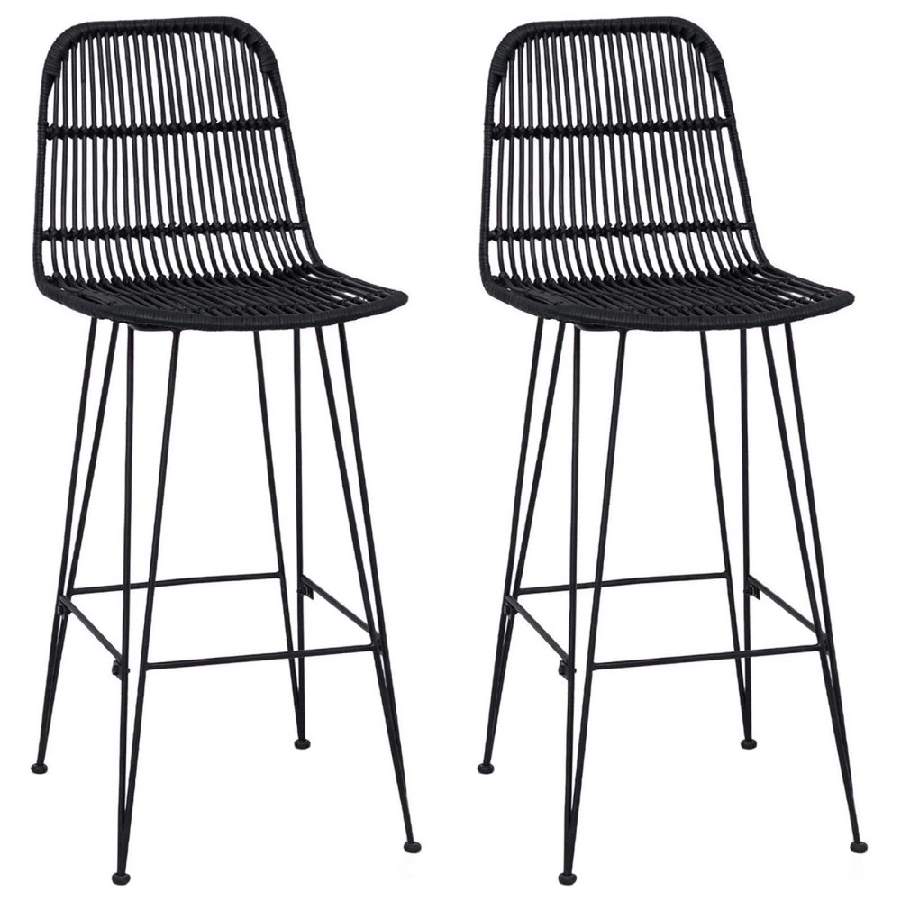 Produktbild för Barpall 2 pcs Svart 44 x 55 x 109 cm Rattan och Stål