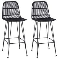 Produktbild för Barpall 2 pcs Svart 44 x 55 x 109 cm Rattan och Stål