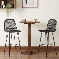 Produktbild för Barpall 2 pcs Svart 44 x 55 x 109 cm Rattan och Stål